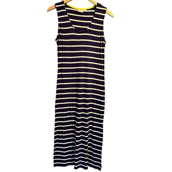 Beach Break Knit Maxi Dress Size Small Ribbed Navy with White Stripes - Picture 1 of 8